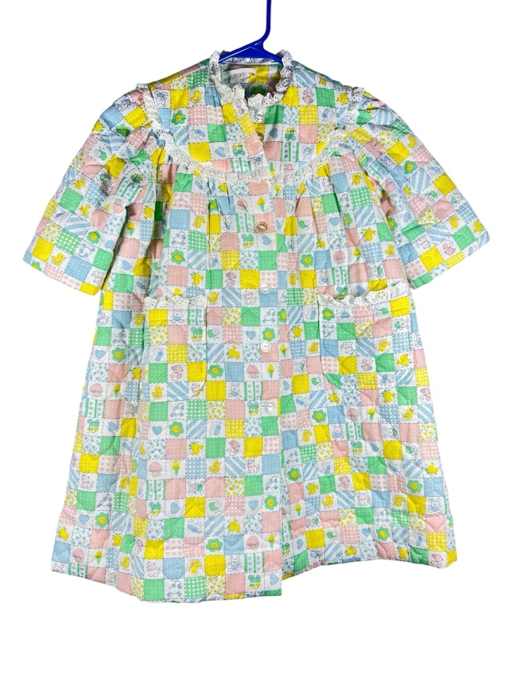 Handmade Vintage Button Up Baby Print House Coat Dress Toddler Girl